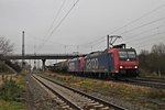 Am 29.11.2014 bespannte Re 482 005-6 zusammen mit Re 482 021-3 den 49069 (Ludwigshafen BASF Ubf - Muttenz), als sie durch Müllheim (Baden) ihrem Ziel entgegen fuhren.