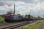 Re 482 022-1 mit einem Containerzug nach Antwerpen am 18.04.2015 bei der Durchfahrt in Müllheim (Baden) gen Freiburg.