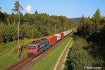 Re 482 022  Alpäzähmer  bespannte am 21.09.16 den abendlichen Zug aus Rekingen, hier zwischen Laufenburg und Eiken
