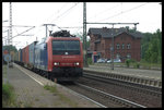 Bahnhof Eilsleben am 26.05.2016 um 15.18 Uhr: SBB Cargo 482029 mit Containerzug in Richtung Magdeburg.