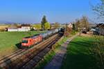 Re 482 048 mit einem Kesselzug am 06.04.2020 bei Stephansposching. 