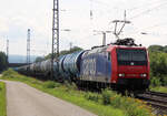 SBB Cargo 482 030 mit Kesselwagenzug am 27.07.2021 in der nähe von Mülheim - Kärlich auf der linken Rheinstrecke bei Gegenlicht 