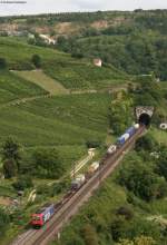 Re482 041-1 mit einem KLv Richtung Freiburg am Isteiner Klotz14.8.08