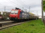 Die Re 482 033 mit einem kurzen GZ am Morgen des 26.10.2009 bei Pratteln vom RBB.