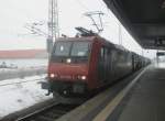 Hier 482 006-4 mit einem Kesselwagenzug in Richtung Berlin, dieser Zug stand am 25.2.2010 in Angermnde.