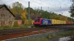 482 044-5 mit Containerzug in Fahrtrichtung Sden. Aufgenommen am 28.10.2010 am B Eltmannshausen/Oberhone.