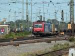 482 023-9 mit einem Containerzug am 02.06.2011 bei der Ausfahrt in Aachen West Richtung Kln.