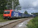 Vor dem Fahrleitungsende,im bergabebahnhof Klementelvitz stand,am 20.August 2011,die Schweizer Re 482 039 mit einem Kreidezug den Sie spter nach Bergen/Rgen brachte.