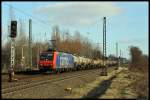 482 002-3 der SBB Cargo wartet mit dem BASF-Kesselzug nach Ludwigshafen in Leipzig-Thekla auf Ausfahrt.