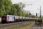 SBB Cargo 482 013 am 23.4.12 mit einem Kesselzug von Basel nach Gelsenkirchen-Bismarck bei der Durchfahrt durch Ratingen-Lintorf.