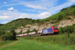 482 035 (SBB Cargo) mit KLV-Zug bei Himmelstadt [04.08.2012]