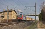 482 017-1 SBB Cargo mit einem Holzzug in Vietznitz und fuhr in Richtung Friesack weiter.