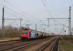 Am 21.April 2013 war SBBC 482 029 mit Transcereales Getreidewagen in Marienborn auf dem Weg Richtung Braunschweig.