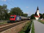 Die Re 482 043 mit einem Kesselzug am 15.08.2013 unterwegs bei Hausbach.