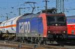 Re 482 020-3 beim Badischen Bahnhof in Basel. Die Aufnahme stammt vom 17.02.2014.