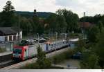 482 042-9 unterwegs für die  Salzburger Eisenbahn Transportlogistik GmbH (SETG)  durchfährt mit einem leeren Holzzug den Bahnhof Rödental.