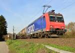 Mit einem Tankwagenzug ist hier die SBB-Cargo 482 024-7 in Richtung Neuss fahrend am Sonntag den 23.11.2014 zusehen. 