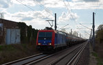 482 037 zog am 06.04.16 einen Kesselwagenzug von Großkorbetha kommend durch Brehna Richtung Bitterfeld; Ziel des Zuges ist das SKW Piesteritz.