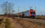482 037 schleppte am 04.02.17 einen kurzen Kesselwagenzug durch Zschortau Richtung Leipzig.