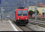 SBB - Lok 484 009 bei der durchfahrt im Bahnhof Giubiasco am 12.02.2021