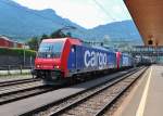 Am 25.Juli 2013 erreichten SBBC 484.011 & 001 mit einem KLV-Zug den Bahnhof Arth-Goldau.