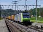 BLS - 485 001-2 mit 185 103-8 vor Güterzug im Bahnhof Wynigen am 20.05.2014