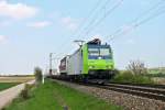 Am 13.04.2014 bespannte die BLS Cargo Re 485 001-2  Haltingen  eine RoLa aus Freiburg (Brsg) Rbf nach Novara auf dem Stück vom Startbahnhof bis nach Domodossola.