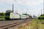 Am 14.06.2014 fuhr BLS Cargo Re 485 008-7 mit einer RoLa (Novara - Freiburg (Brsg) Gbf) durch den Bahnhof von Müllheim (Baden).