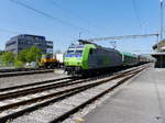 BLS - 485 019-4 mit Rolla bei der durchfahrt im Bahnhof Gwatt am 10.05.2017