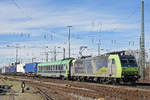 Re 485 012-9 durchfährt den badischen Bahnhof. Die Aufnahme stammt vom 16.03.2019.