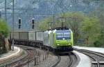 BLS 485 doppelkomposition bei der Durchfahrt in Lalden.
08.05.09