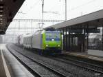 BLS - 485 006-1 unterwegs mit Rolla bei der duchfahrt im Bahnhof Herzogenbuchsee mam 28.03.2013