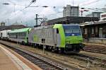 BLS Cargo Re 485 014-5 am 02.05.2014 im Bahnhof von Basel Bad. mit einer RoLa nach Freiburg. Gruß auch an den nett Tf!