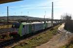 Am Nachmittag des 07.12.2013 stand BLS Cargo 486 510 und 486 501 zusammen mit dem 42014 aus Melzo nach Wanne-Eikel außerplanmäßig auf dem Überholgleis (Gleis 13) in Müllheim