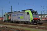 BLS Lokomotive 486 507-7 beim Badischen Bahnhof in Basel.