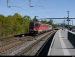 SBB - Lokzug mit der Re 6/6  620 089 + Re 4/4 420 275 und am Schluss die Re 4/4 420 262 bei der durchfahrt in Mies a 08.10.2020