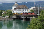 SBB CARGO Re 620018 „Dübendorf“ und Re 620025 „Oensingen“ als Zug 62147 (BIRB-RBL) auf der Aarebrücke Solothurn am 1. Mai 2018.
Foto: Walter Ruetsch  