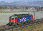 Die Re 620 078-6  BASSERSDORF  als Lokzug bei Bettenhausen unterwegs am 19. Januar 2020.
Foto: Walter Ruetsch