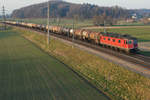 Re 6/6 11620  Wangen bei Olten  mit einem Kesselwagenzug in der Abendsonne bei Bollodingen am 7. März 2014.
Das Aufnahmejahr war zugleich ihr letztes Betriebsjahr. Sie verunfallte am 23.10.2014 in St.-Maurice bei einem Anprall der Re 4/4 11640. Der dabei entstandene Schaden war derart gross, dass die 11620 ausrangiert und abgebrochen werden musste. Repariert hingegen wurde die 11640. 
Foto: Walter Ruetsch