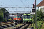 Re 620 028-1  Konolfingen  in Biberist am 19. Juli 2021 
auf die baldige Abfahrt wartend.
Fotostandort: Zugängliche Baustelle.
Foto: Walter Ruetsch