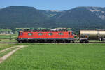 Re 6/6 11630  Herzogenbuchsee  zwischen Selzach und Bettlach nach Reuchenette-Péry unterwegs am 11. August 2021.
Foto: Walter Ruetsch