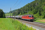 Re 620 044-8 fährt Richtung Bahnhof Tecknau. Die Aufnahme stammt vom 12.08.2021.