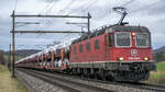 Re 620 044-8  Cornaux  war am 03.01.2022 für den Autozug nach Lupfig eingeteilt und konnte bei spärlichen Lichtverhältnissen bei Zeihen AG aufgenommen werden.