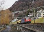 Die SBB Re 6/6 11662 (Re 620 062-0)  Reuchenette-Péry  ist mit einem kurzen Güterzug kurz vor Villeneuve Richtung Chablais unterwegs.