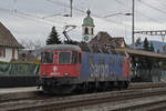 Re 620 074-5 durchfährt am 27.02.2023 den Bahnhof Rupperswil.