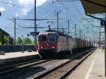 SBB - Re 6/6  11673 mit Re 4/4 vor Güterzug bei der durchfahrt im Bahnhof Flüelen am 21.05.2014