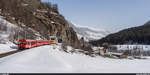 RhB Ge 4/4 II 612 mit Regio Scuol-Tarasp - Pontresina am 24. Februar 2021 bei Sasslatsch.