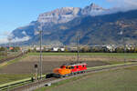 RhB - Rangierlok Geaf 2/2 20604 und RhB Ge 4/4 II 614 am 29.10.26 auf dem Abzweig von Chur nach Landquart.