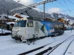 MOB Goldenpass - Lok Ge 4/4 8001 im Bahnhof Zweisimmen am 06.12.2012