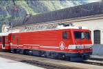 MGB exBVZ - HGe 4/4 II 1 Name: Matterhorn am 17.05.1991 in Visp - Zahnrad-LOKOMOTIVE - bernahme: 03.07.1990 - SLM5419/ABB - 1932 KW - Gewicht 64,00t - LP 14,78m - zulssige Geschwindigkeit 90/Z35 km/h - Lebenslauf: ex BVZ HGe 4/4 II 1 - 2003 MGB HGe 4/4 II 1 - Hinweis: Name noch verhllt 
